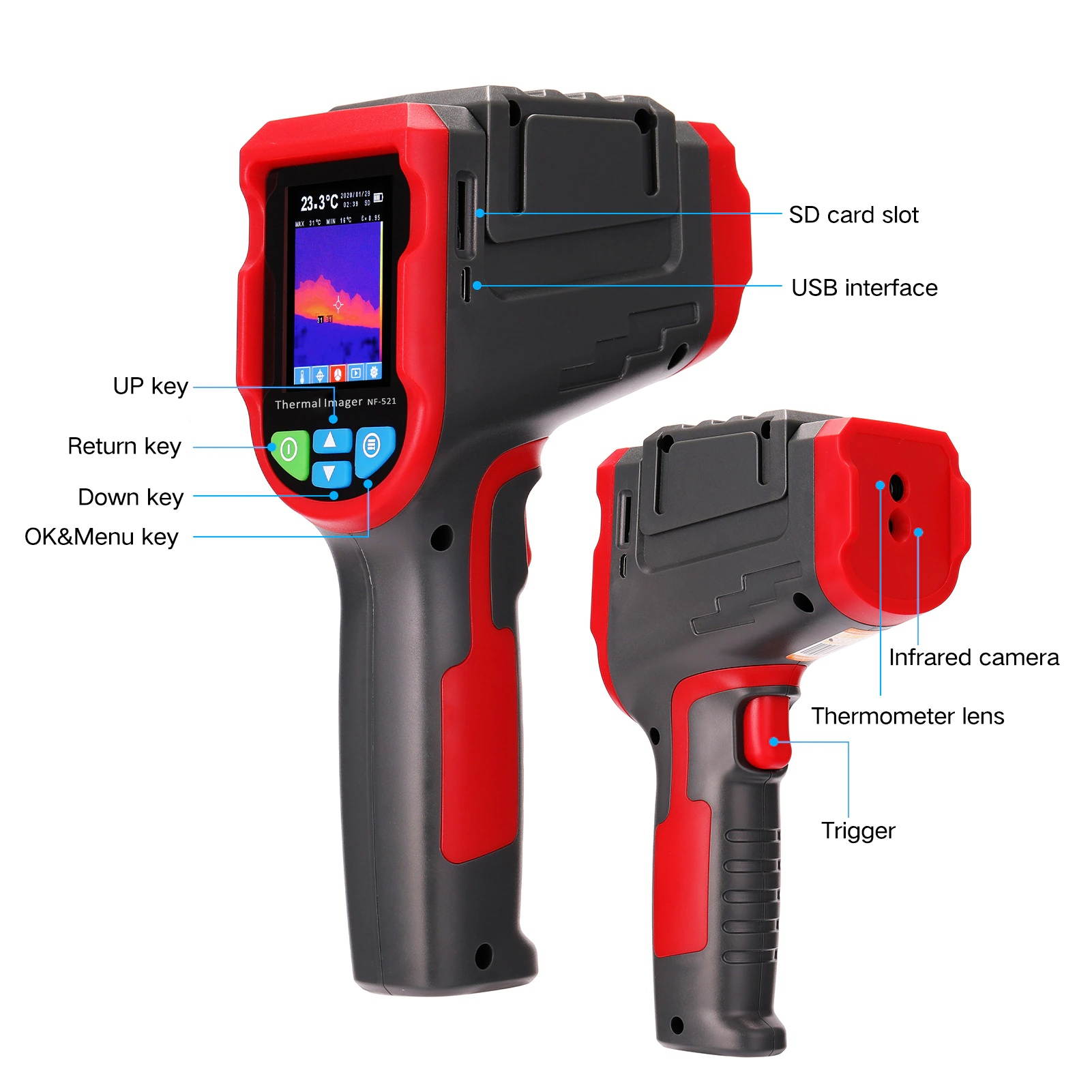 NF-521 Thermal Imager Portable Infrared Camera Digital Display Heating Detector Handheld Temperature Imaging Imager