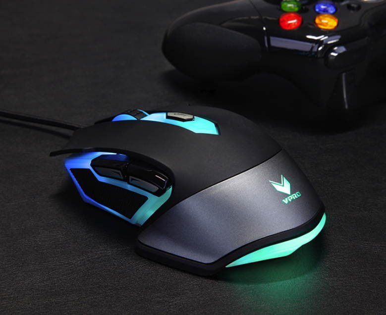 Rapoo V302  Ergonomic Design, Cool Exterior 7000DPI RGB 6-button  Breathing LED Light  Wired  Mouse For Office And Game - Black