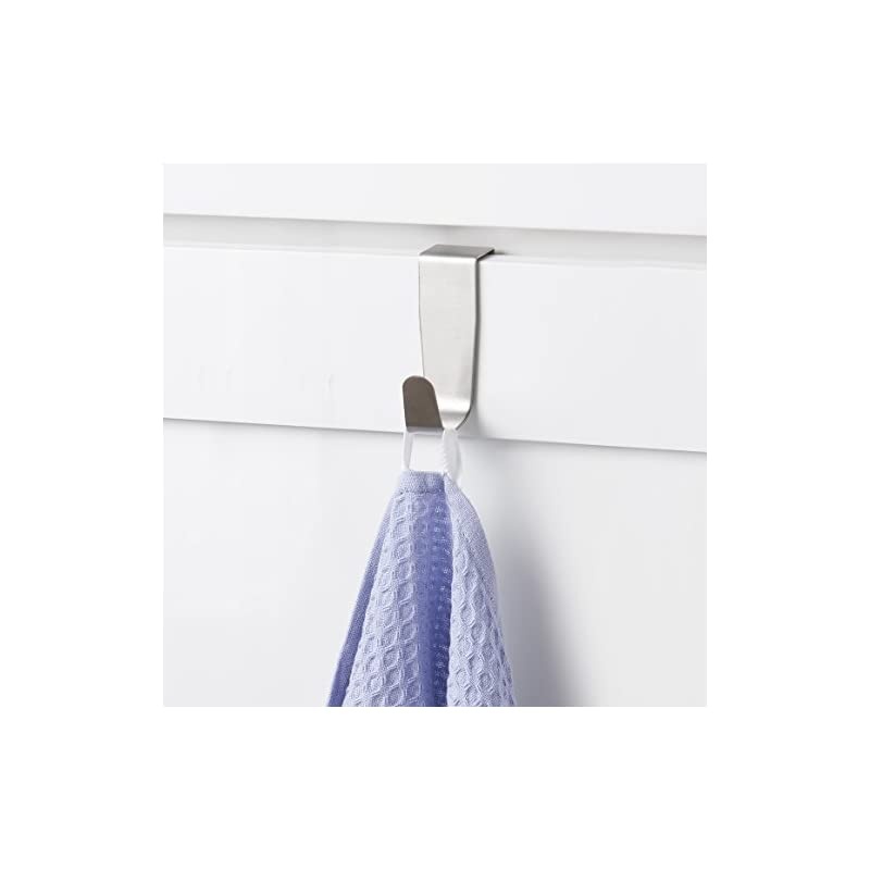 Over the Cabinet Door Single Hooks, Set of 2, Stainless Steel
