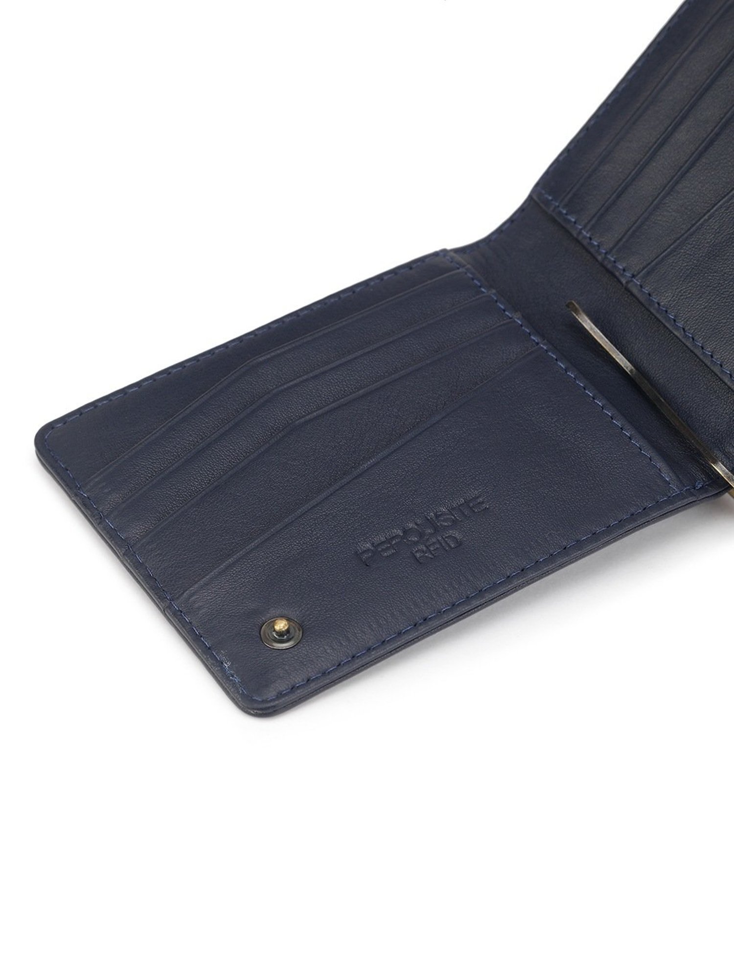 PERQUISITE Navy Casual Leather Bi-Fold Wallet for men
