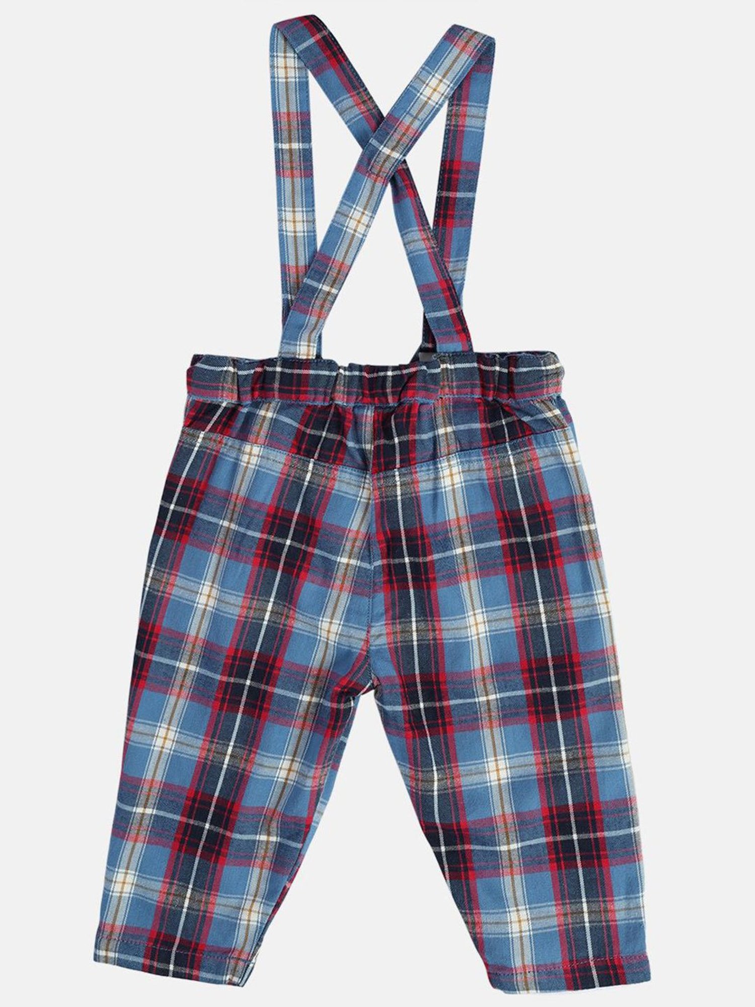 MINIKLUB Boys Multicolor Cotton Checks Full Sleeves Dungaree Set