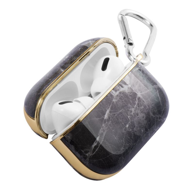 Insten Marble Case with Laser Gold For AirPods Pro, Glossy Soft TPU Skin Cover (Support Wireless Charging) Gray