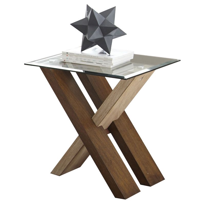 Tasha End Table Glass and Wood - Steve Silver