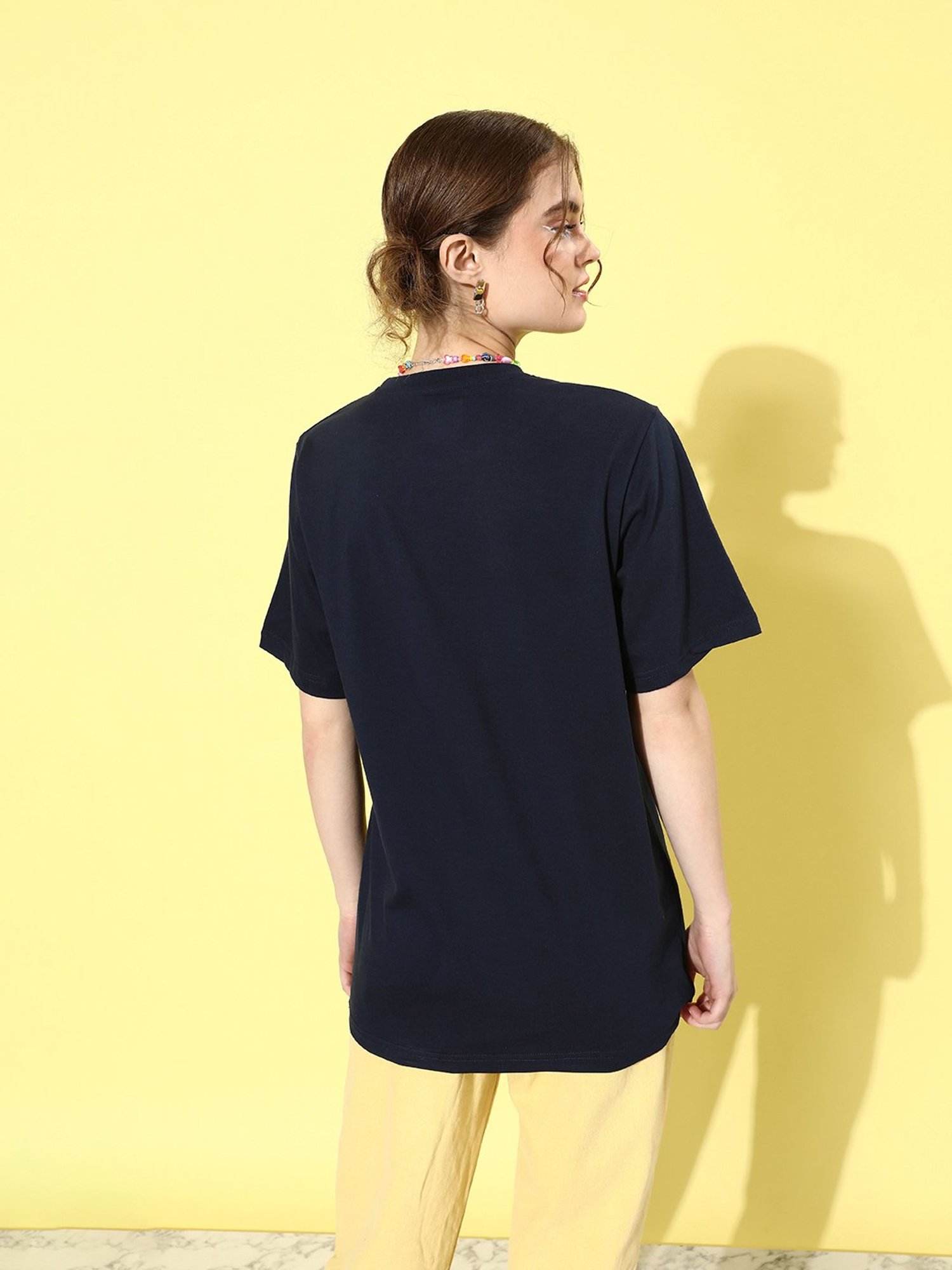 Dillinger Navy Cotton Graphic Print Oversized T-Shirt
