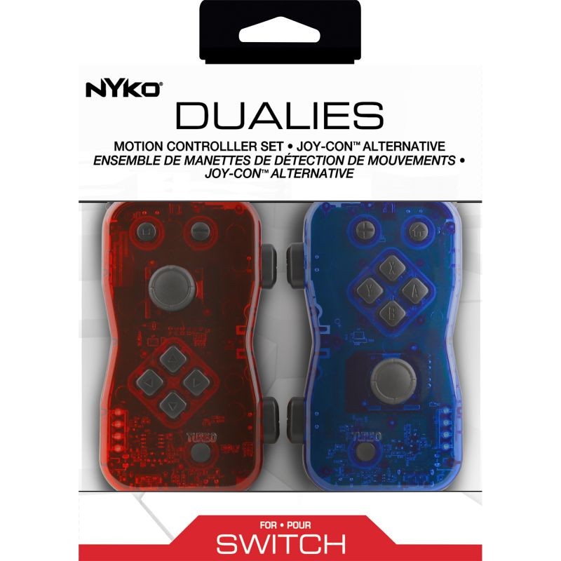 Nyko Dualies ? Pair of Motion Controllers with Included USB Type-C Charging Cable, Joy-Con Alternative for Nintendo Switch Red/Blue