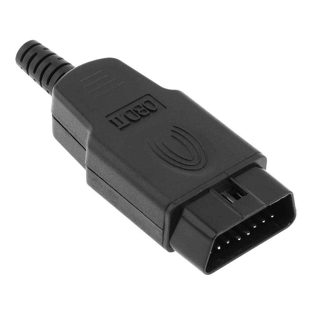 OBD-II DIY 16Pin Male Extension Opening Cable Car Diagnostic Interface Connector PLug with SR Shell and Screw