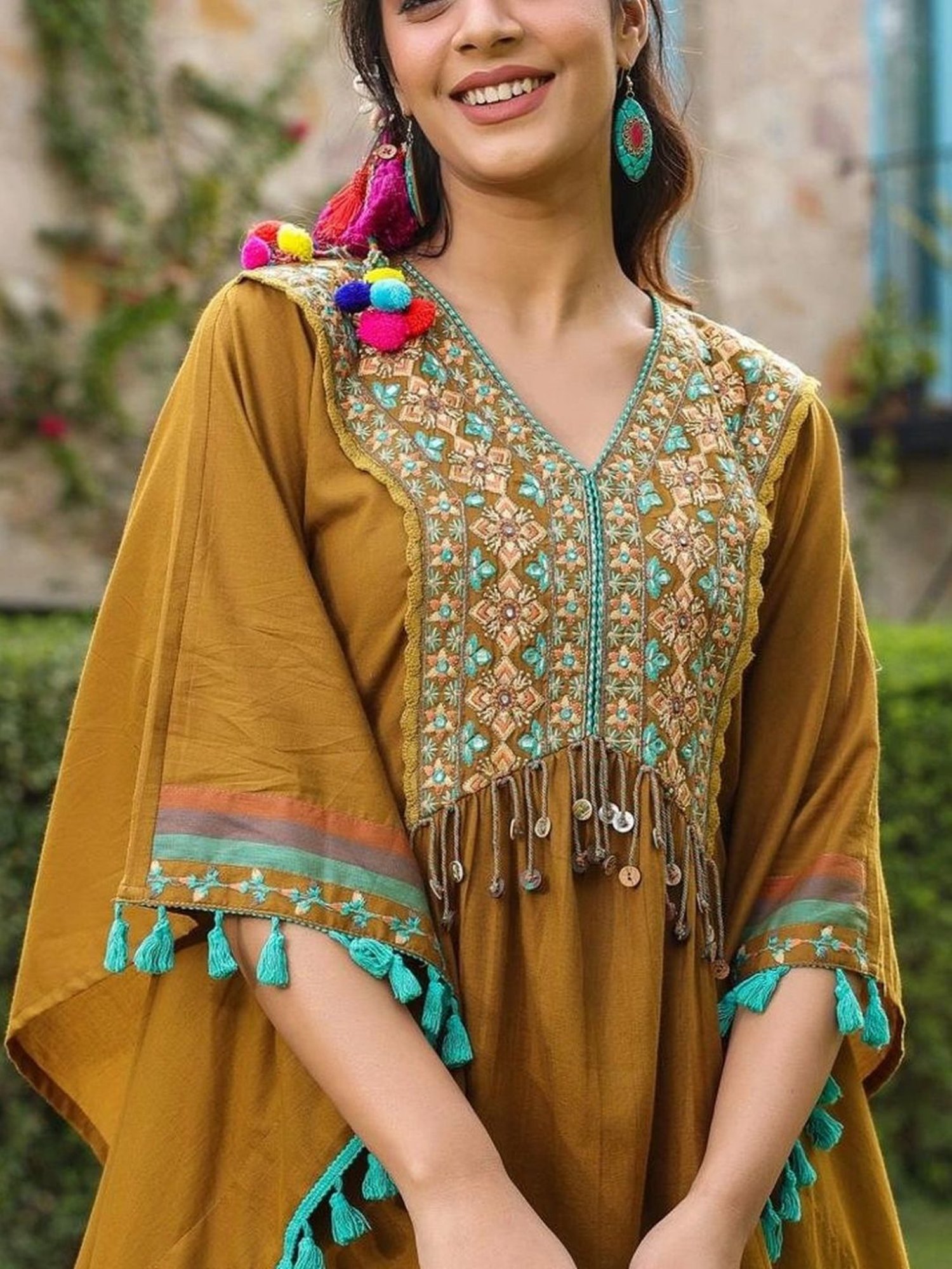 Autumnlane Beige Rupa Forest Tunic with Pant Co-Ord Set Comes With Matching Bag