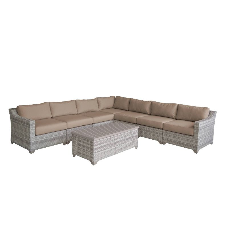 Fairmont 8pc Patio Sectional Seating Set with Cushions - Wheat - TK Classics