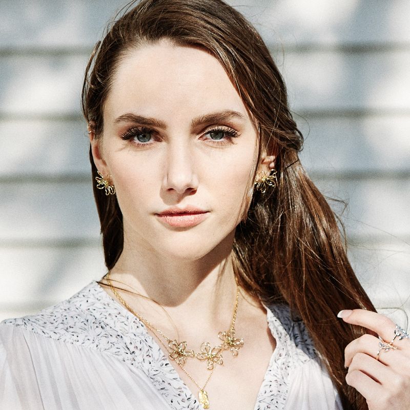 Sanctuary Project 3D Modern Art Wire Flower Stud Earrings Gold