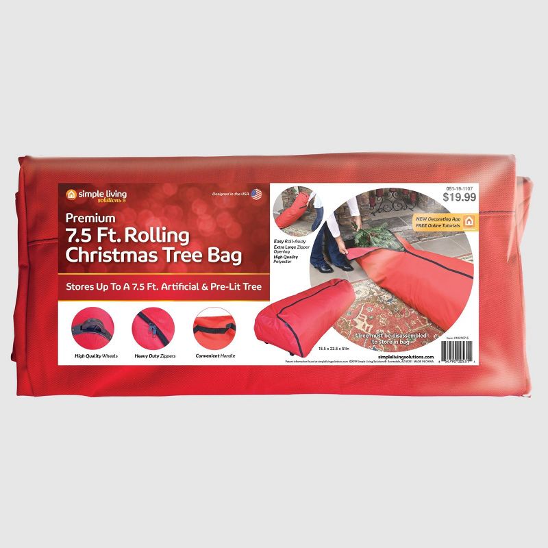 Simple Living Solutions 7.5ft Rolling Christmas Tree Storage Bag