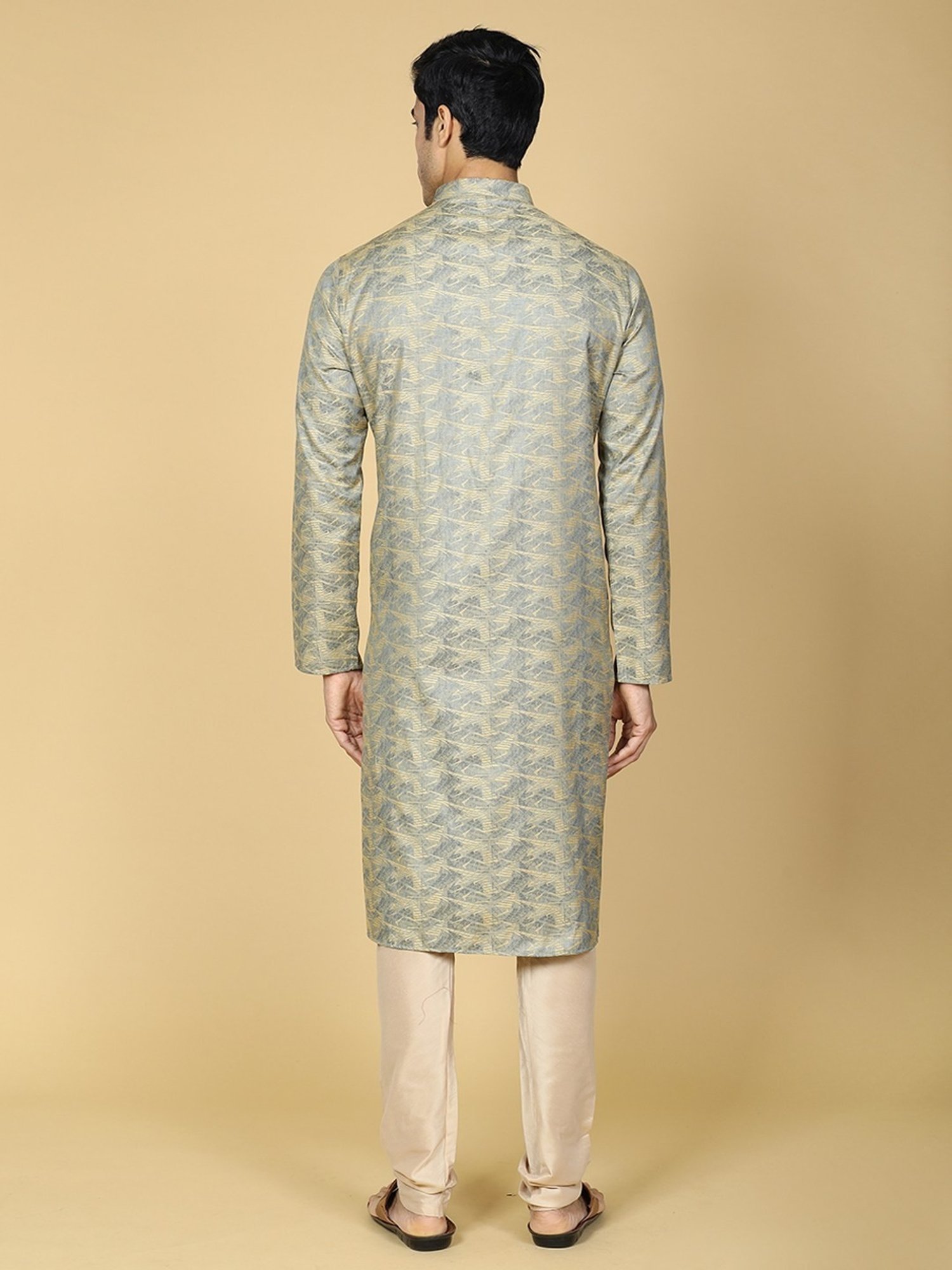 TABARD Blue Cotton Regular Fit Self Pattern Kurta Bottom Set