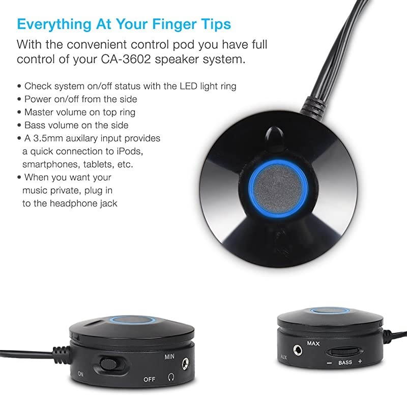 CA3602a 62W Desktop Computer Speaker with Subwoofer Perfect 21 Gaming and Multimedia PC speakers