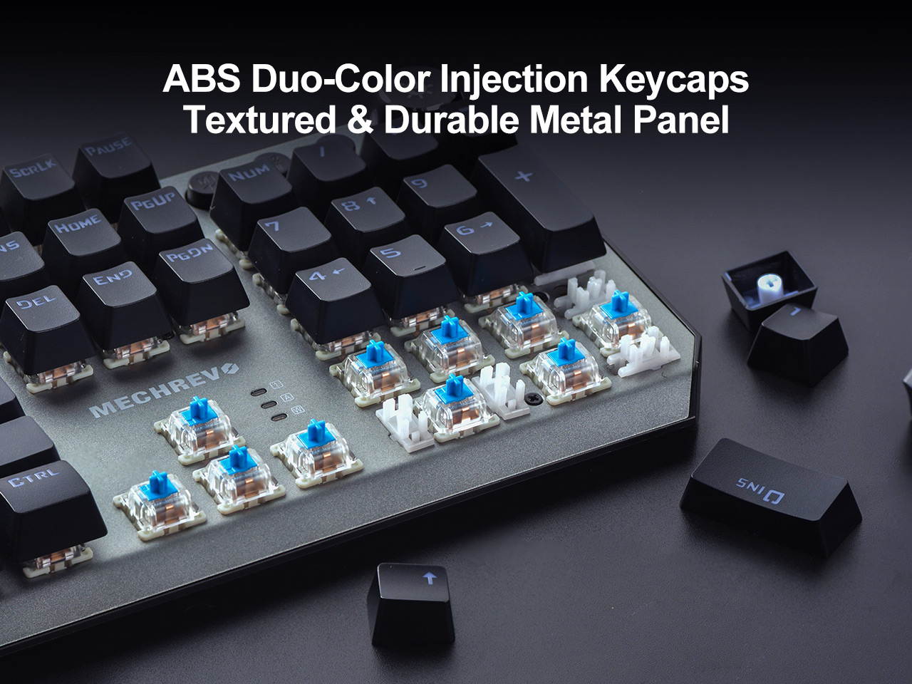 MAIBENBEN MECHREVO S1 Mechanical Gaming Keyboard 104 Keys Blue/Red/Black Switch Metal Panel Colorful Backlights Wired USB For PC Desktop Computer Laptop Notebook White/Grey Keycaps