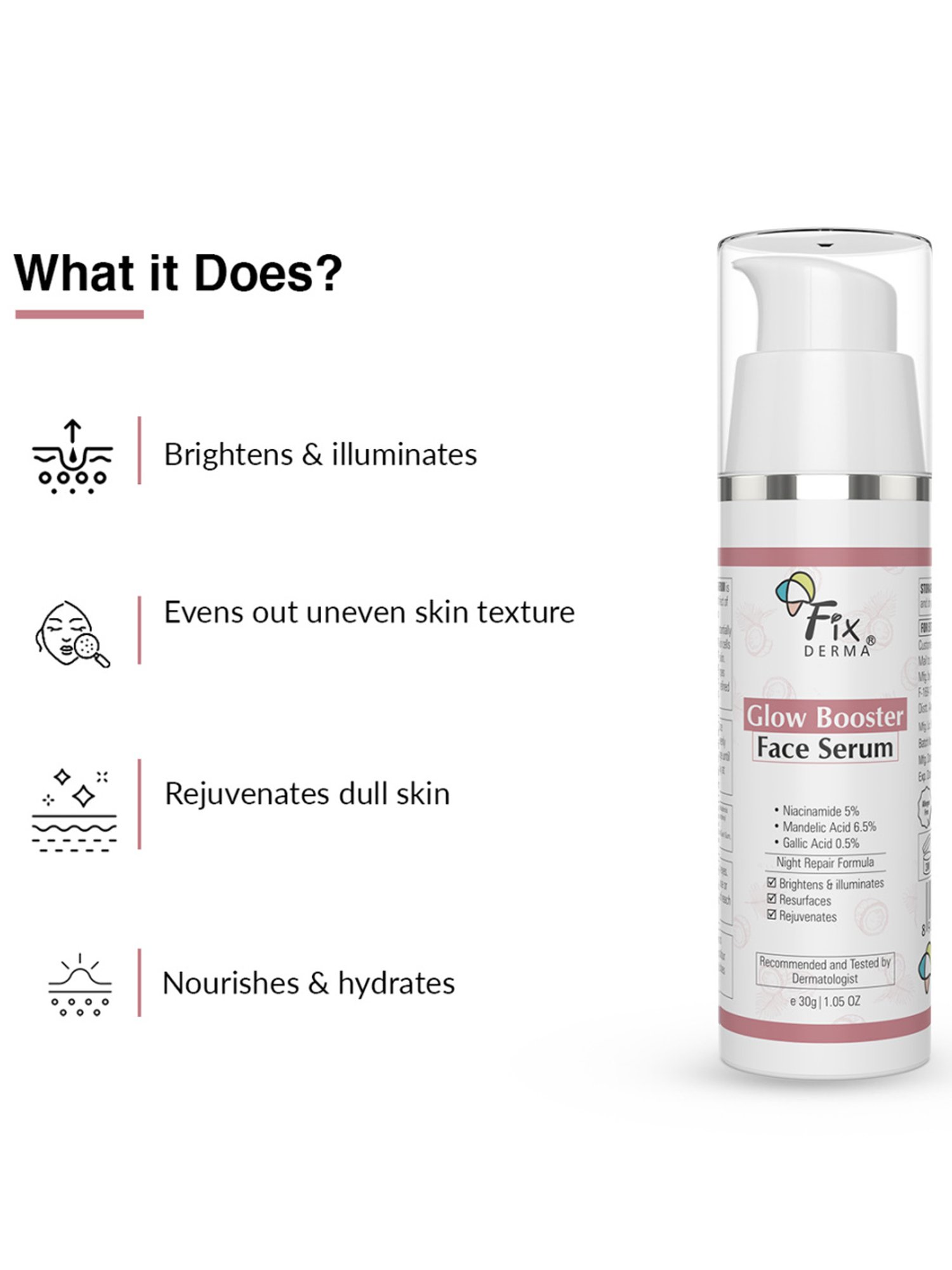 Fixderma Glow Booster Face Serum for Men & Women - 30 gm