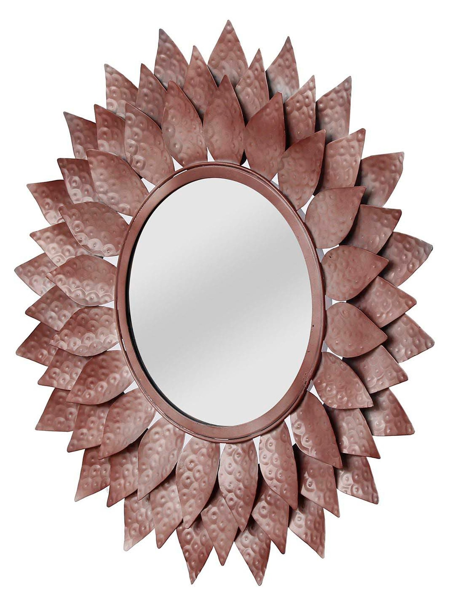 CHRONIKLE Pink Iron Sun Burst Designer Round Wall Mirror