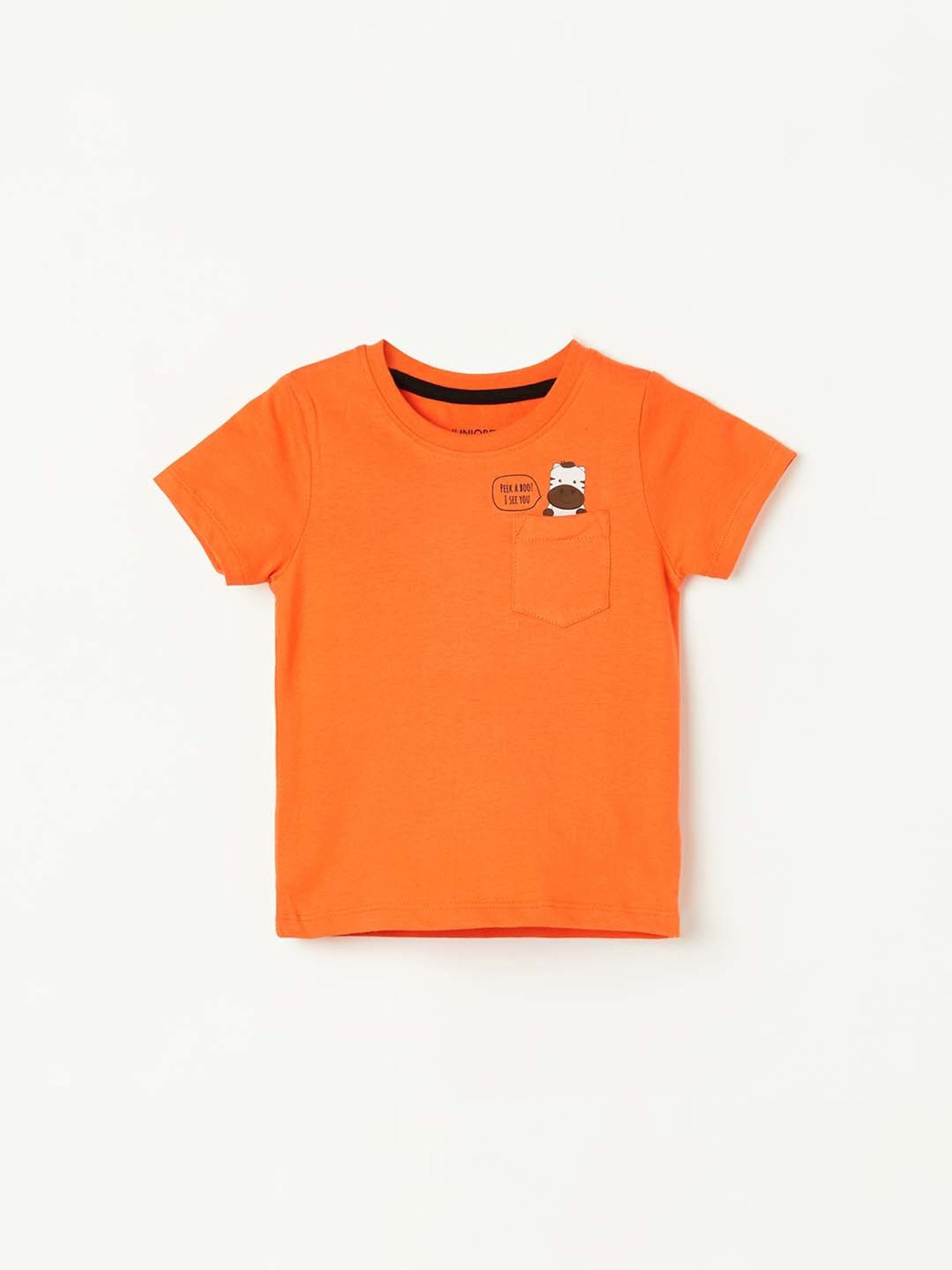 Juniors by Lifestyle Orange Cotton Printed T-Shirt