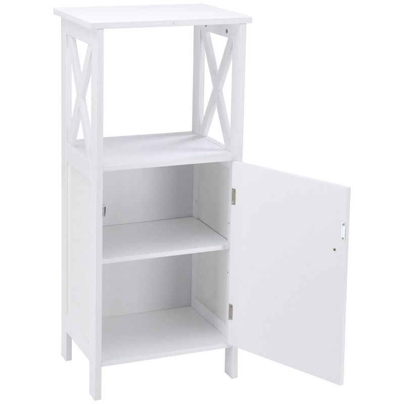 Costway Floor Cabinet Bathroom Organizer Floor Towels Storage Cabinet Single Door