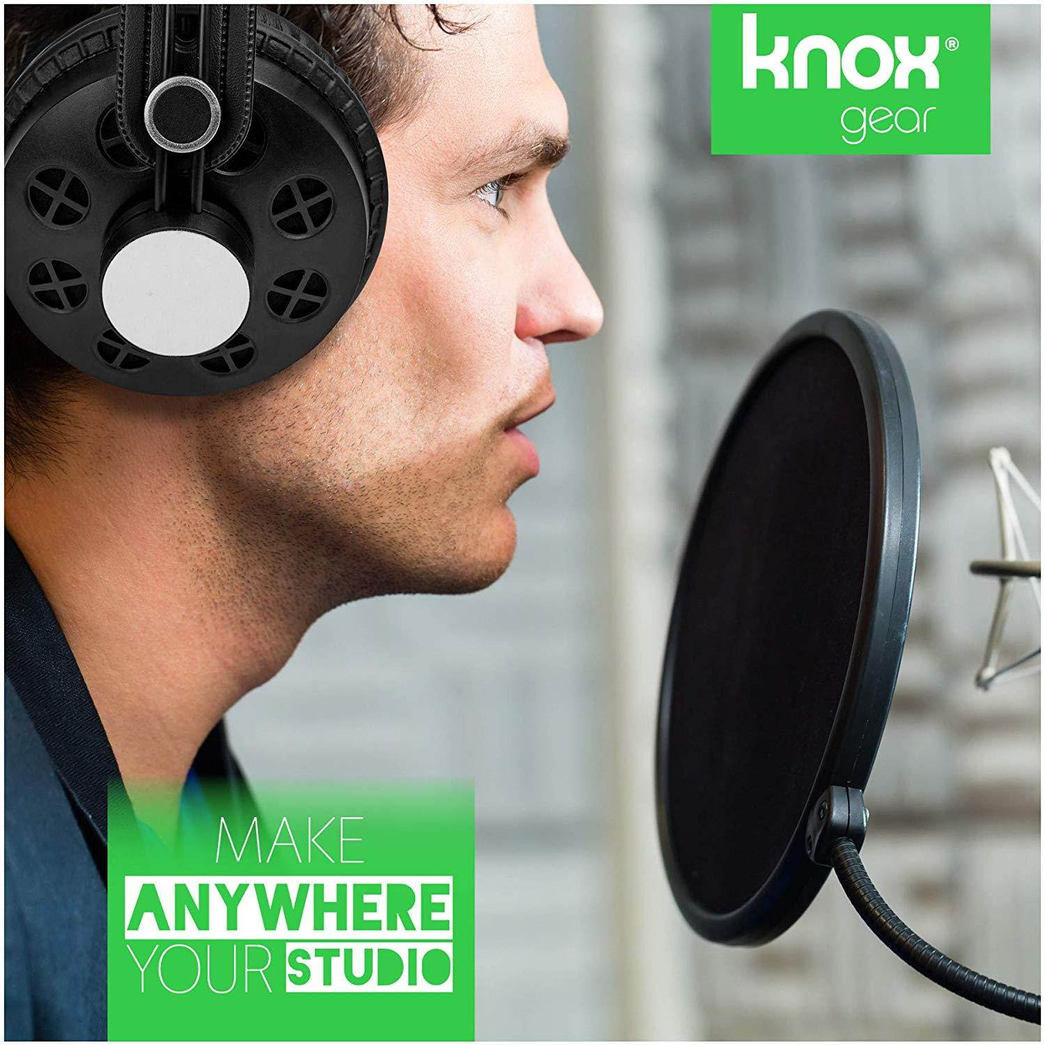 Knox Open Back Studio Headphones KN-HP200 - Recording, Music and Gaming Headphones with Powerful 50mm Driver and Deep Bass Sound - Adjustable Over Ear 10 ft Wired Head Phones with Jack and Adapter