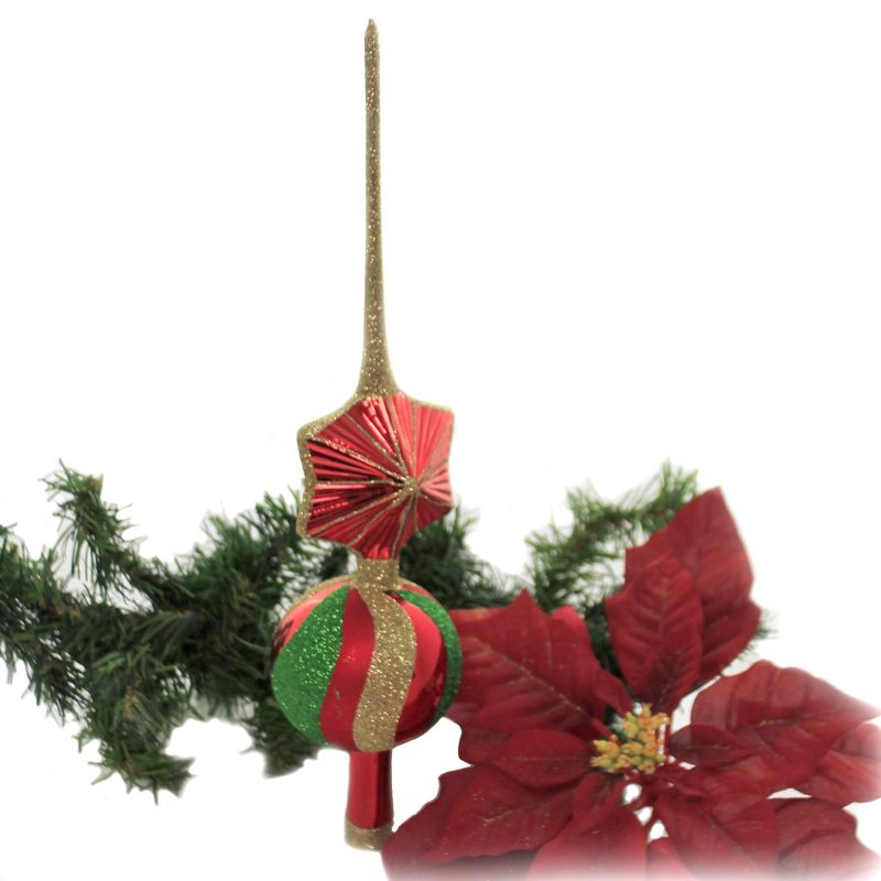 Tree Topper Finial 13.0" Ball And Star Finial Christmas Tree Topper  -  Tree Toppers