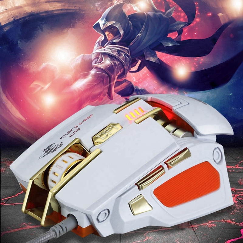 KCPDS Gaming Mouse Ergonomic Wired Mouse 7-Key RGB LED 3200 DPI USB Computer Mouse Wired Gaming Mouse with Backlight for PUBG FPS White