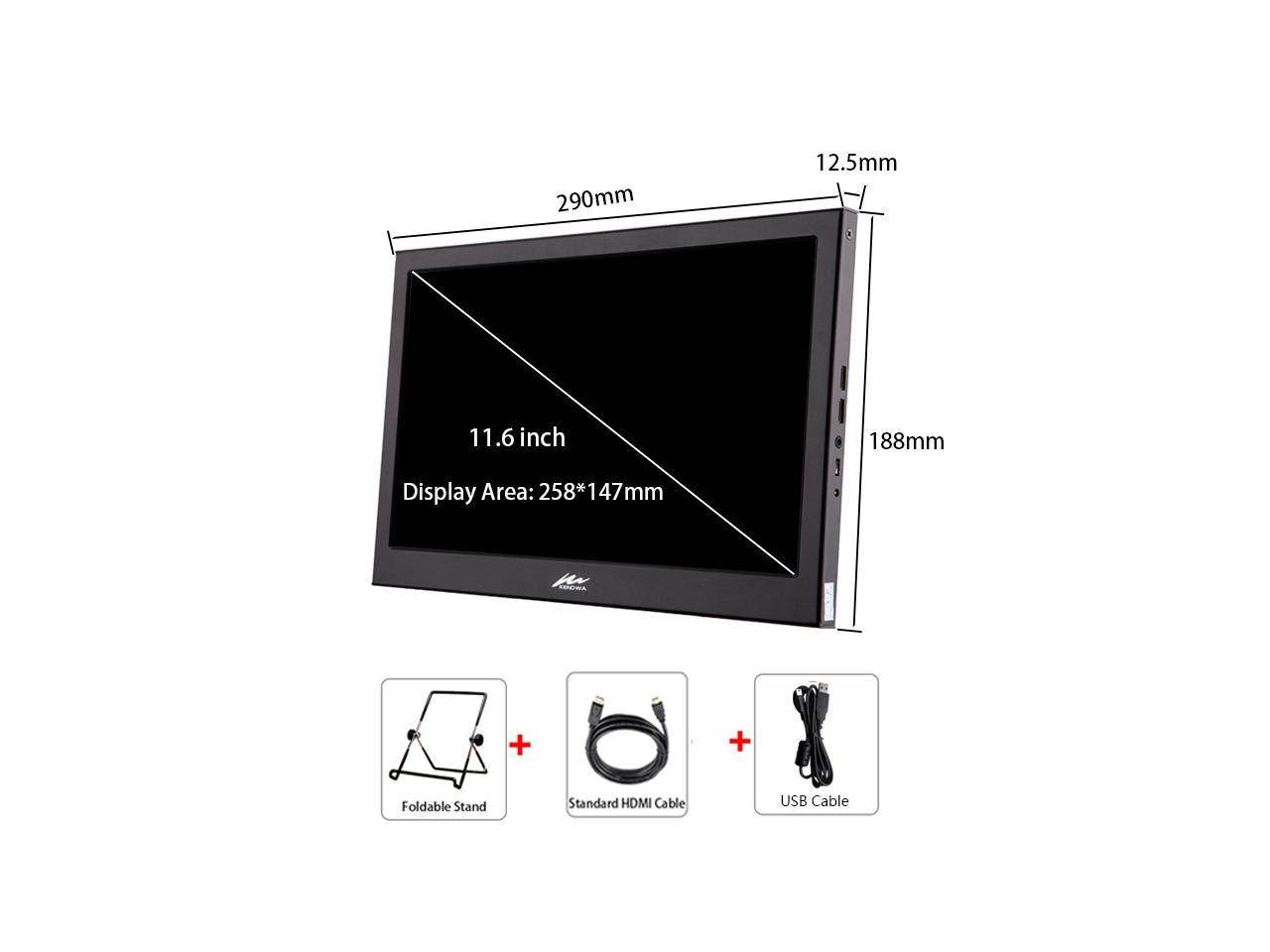 11.6 inch 1920x1080 Full HD Portable Lightweight 1080p IPS LED LCD Monitor Dual Mini HDMI Ports for Raspberry Pi, PS3, PS4, Xbox360, Xbox One, Switch etc