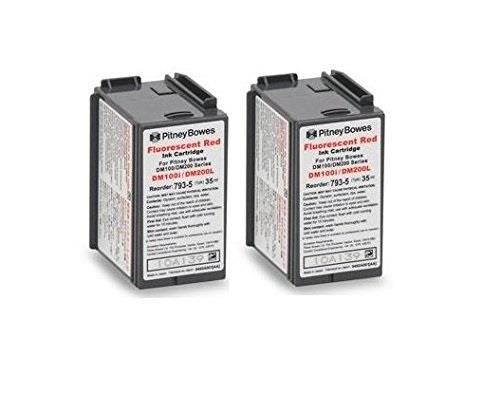 twinpack of genuine original pitney bowes brand 7935 fluorescent red ink cartridges for: dm100/dm100i/dm125/dm125i/dm150/dm150i/dm175/dm175i/dm200l/dm225/dm225i/p700 postage machines
