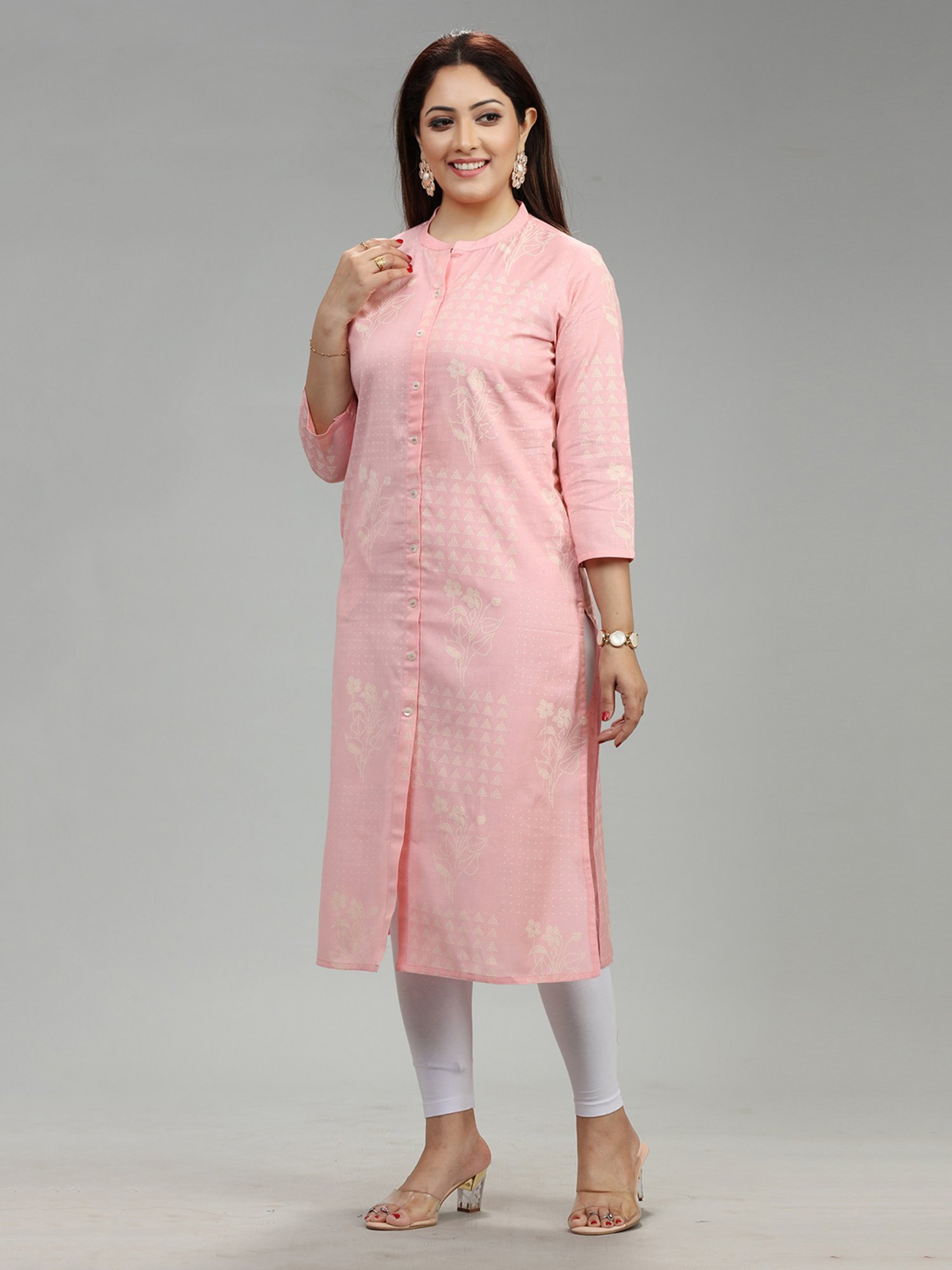 Cotton Culture Baby Pink Embroidered Straight Kurta