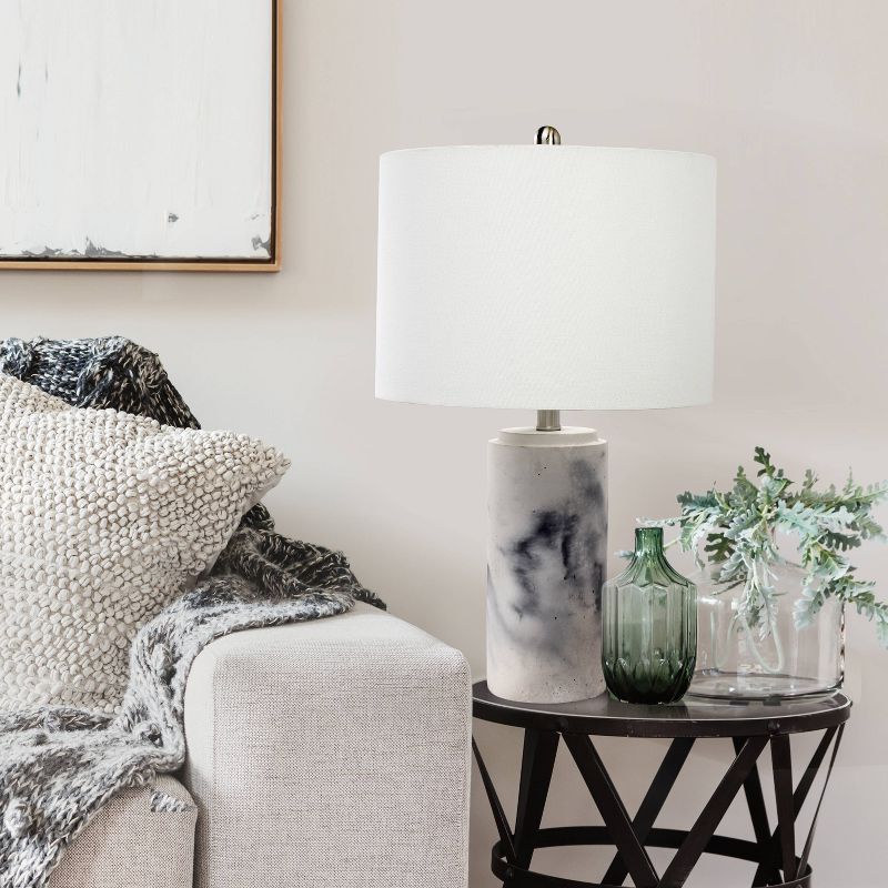 Marbleized Table Lamp with Fabric Shade White - Lalia Home