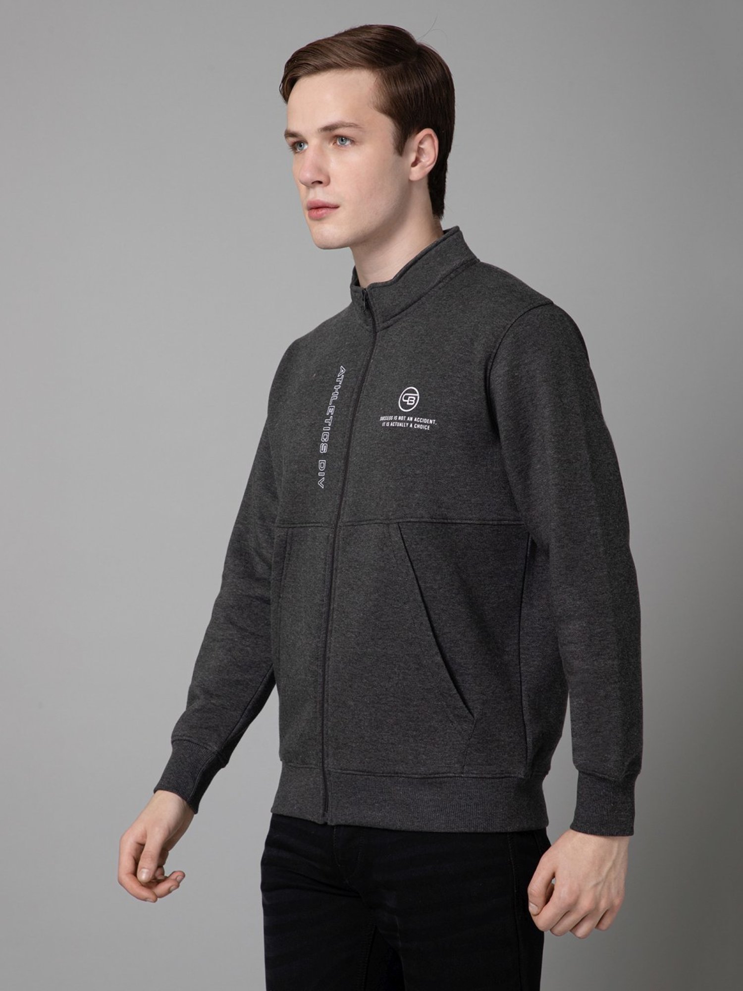 Cantabil Charcoal Black Regular Fit Sweatshirt