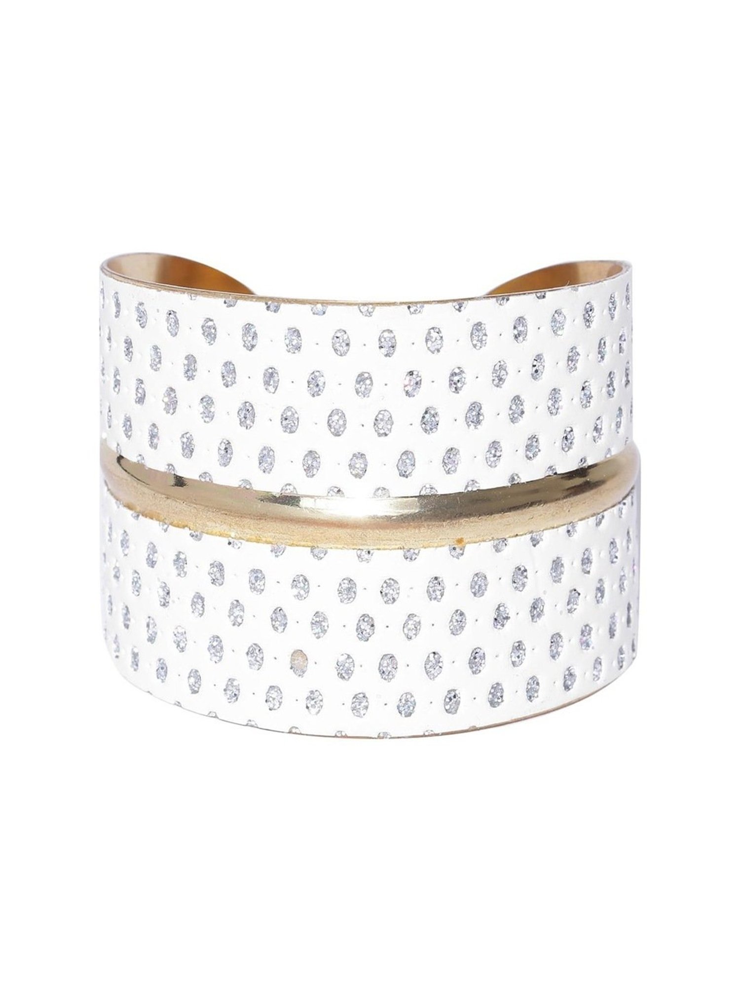YouBella Gold-Toned White Stone-Studded Cuff Bracelet