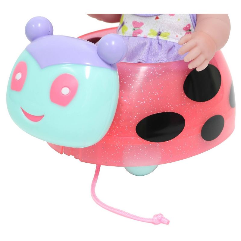 JC Toys Lil' Cutesies 8.5" All Vinyl Baby Doll with Ladybug Pull-Along