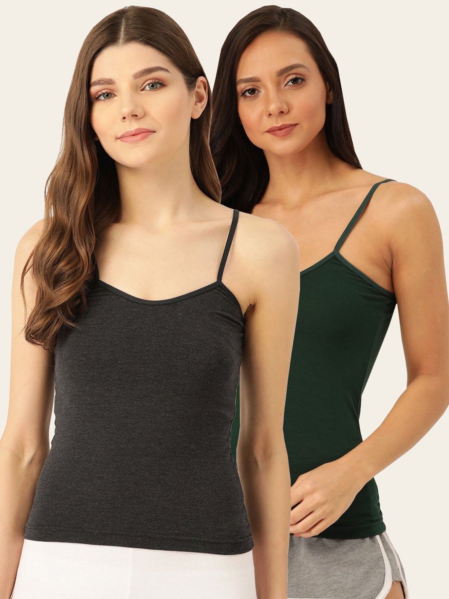 Lady Lyka Multicolor Cotton Camisole (Pack of 2)