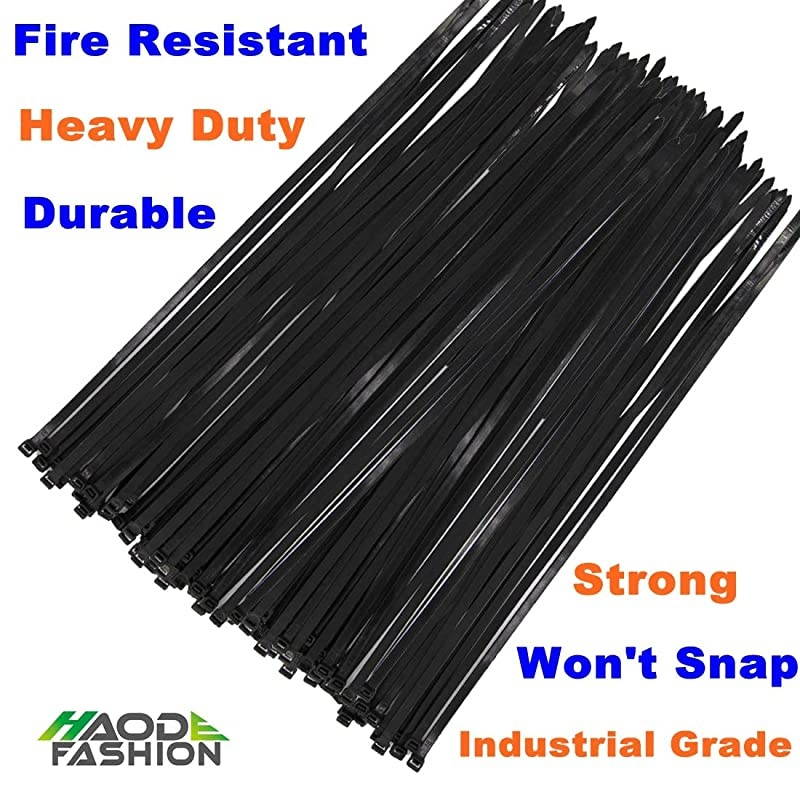 Wide 18 Inch Nylon Zip Cable Ties-Large 120LB Tensile Strength-Heavy Duty Industrial Durable Strong Cable Ties- 50 Pack - Indoor Outdoor Garden Ties Use(18",120LB, Black, UV Resistant)