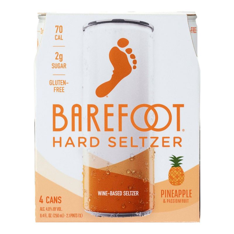 Barefoot Pineapple Wine-Based Hard Seltzer - 4pk/250ml Cans