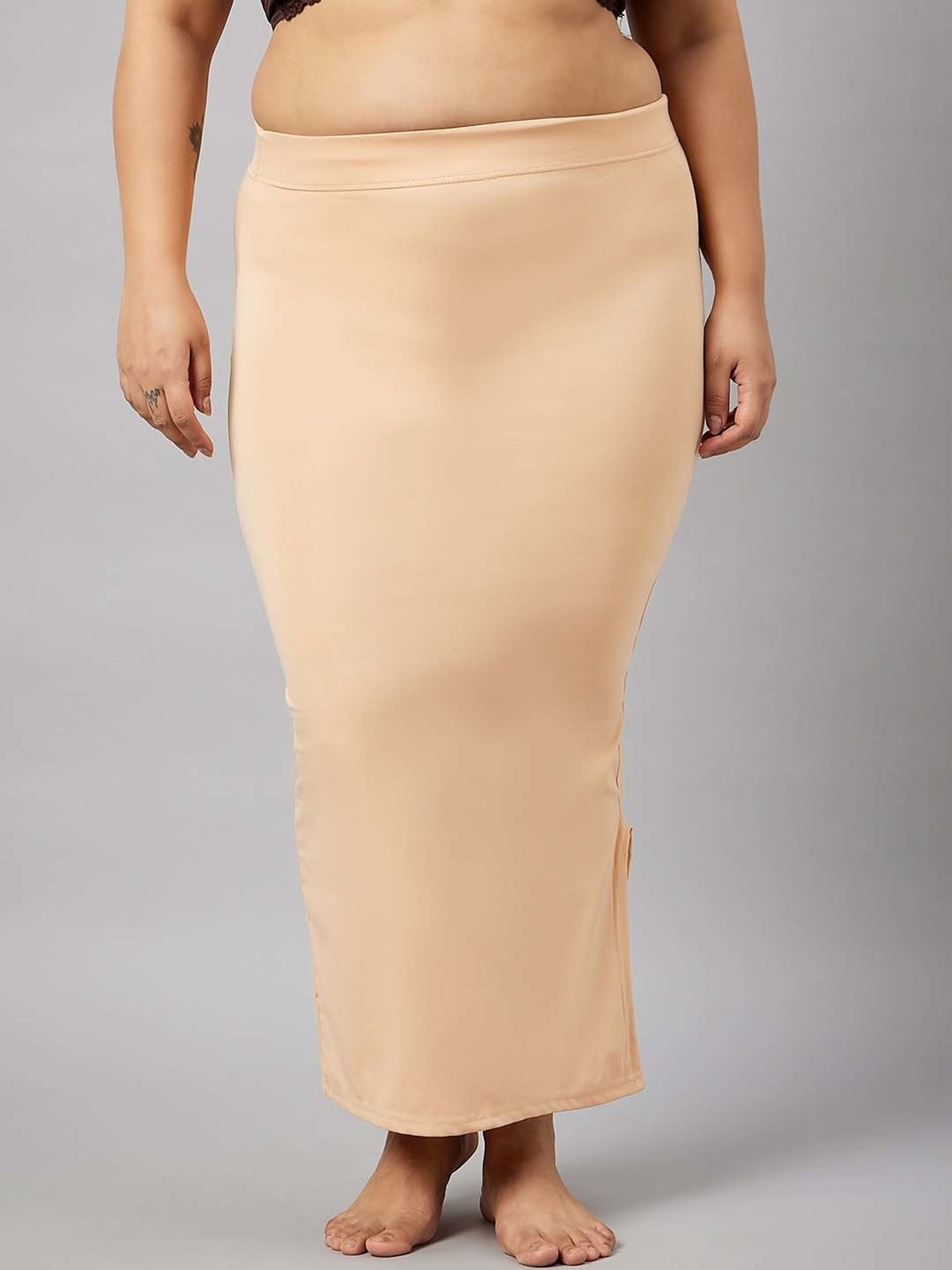 Secrets By ZeroKaata Beige & Grey Plain Saree Shapewear - Pack Of 2