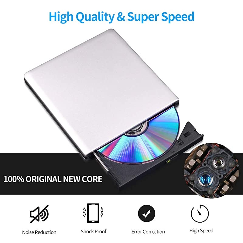 Blu Ray DVD Drive 3D USB 30 and TypeC Bluray CD DVD Reader Slim Optical Portable Bluray Drive for MacBook OS Windows xp7810 Linux Laptop PC SilverGrey