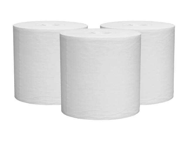 WypAll X70 Extended Use Reusable Cloths (41702), Center Pull Roll, Long Lasting Performance, White, 3 Rolls, 275 Sheets / Roll