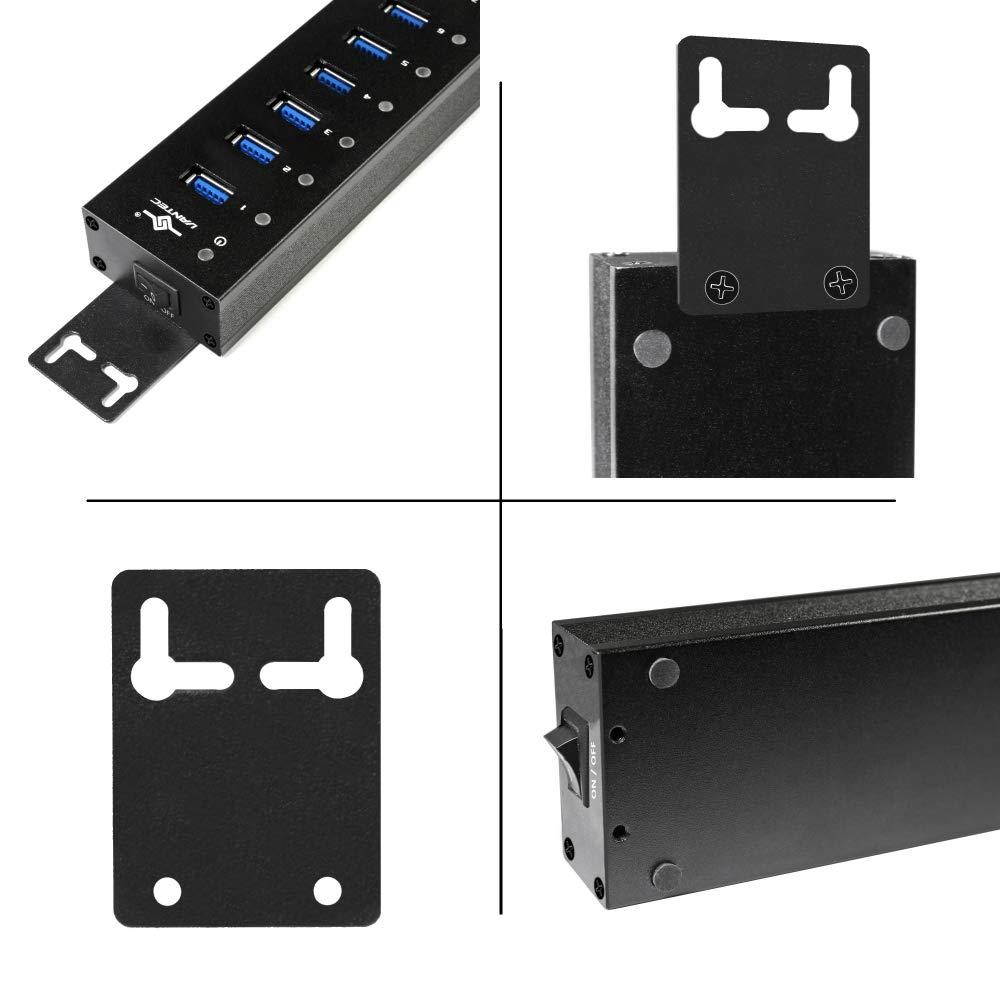 Vantec 7-Port USB 3.0 Hub, Aluminum, Full Powered, Mountable, with All Ports Data & Charging Up to 1.5A, BC 1.2, Premium 12V/3A, 36W Power Adapter (UGT-AH710U3-BK)