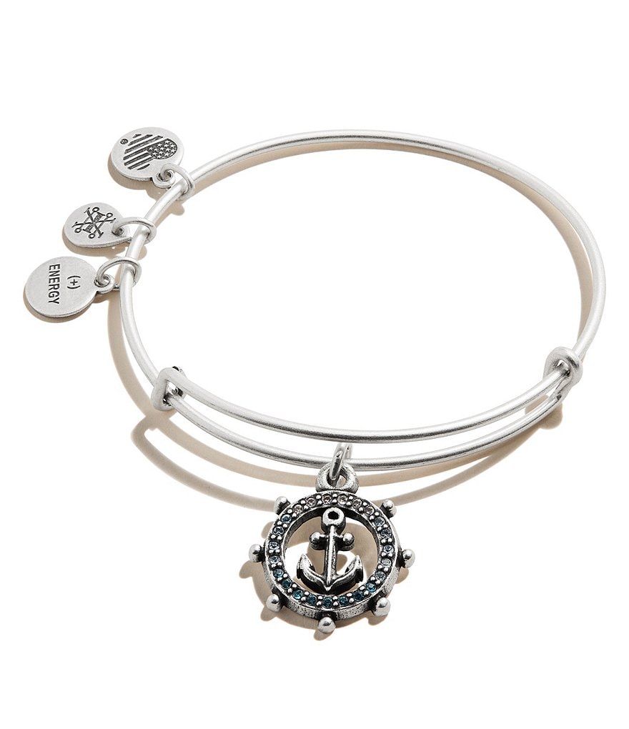 Alex and Ani Crystal Anchor Charm Bangle Bracelet