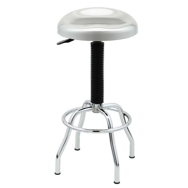 Metallic Contoured Pneumatic Stainless Steel Adjustable Height Barstool Silver - Seville Classics
