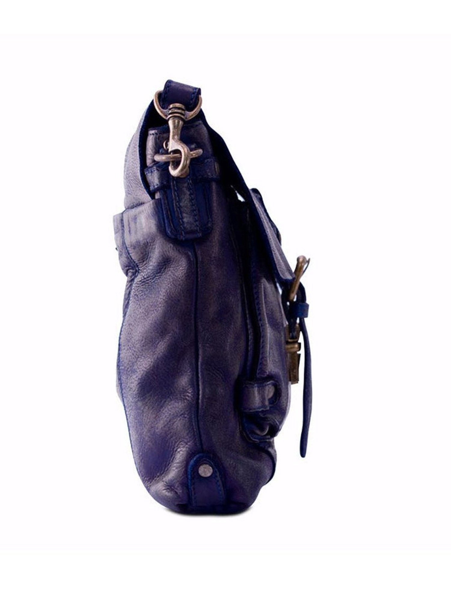 KOMPANERO Adam Blue Leather Solid Cross Body Bag