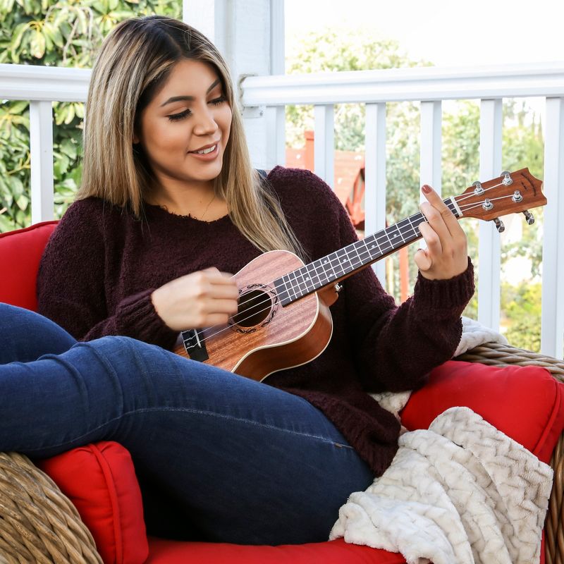 Best Choice Products 23in Acoustic Concert Sapele Ukulele Starter Kit w/ Gig Bag, Strap, Picks, Electric Tuner