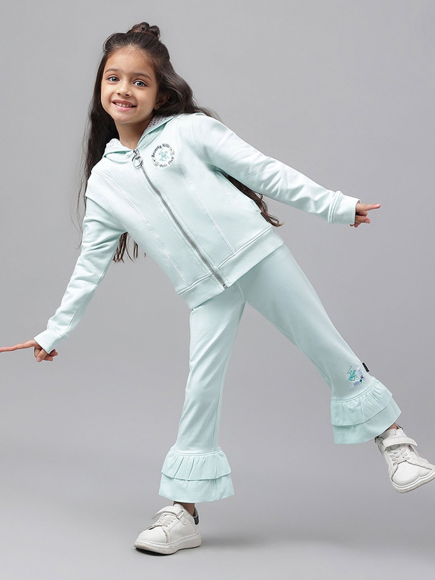 Beverly Hills Polo Club Girls Light Blue Solid Leggings