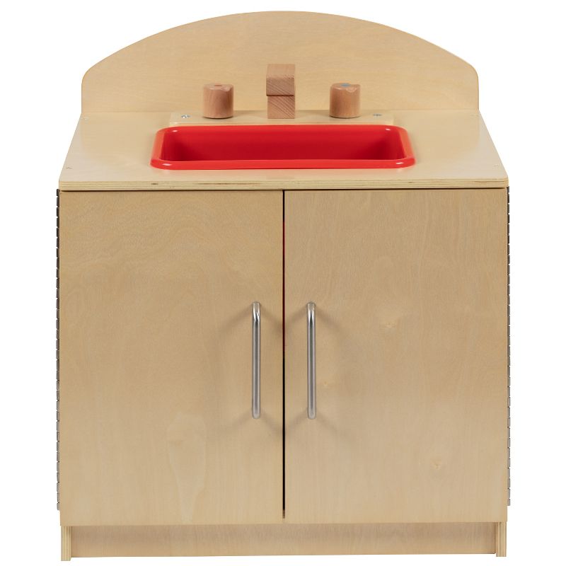 Emma and Oliver Children's Wooden Kitchen Sink with Turnable Knobs for Commercial or Home Use