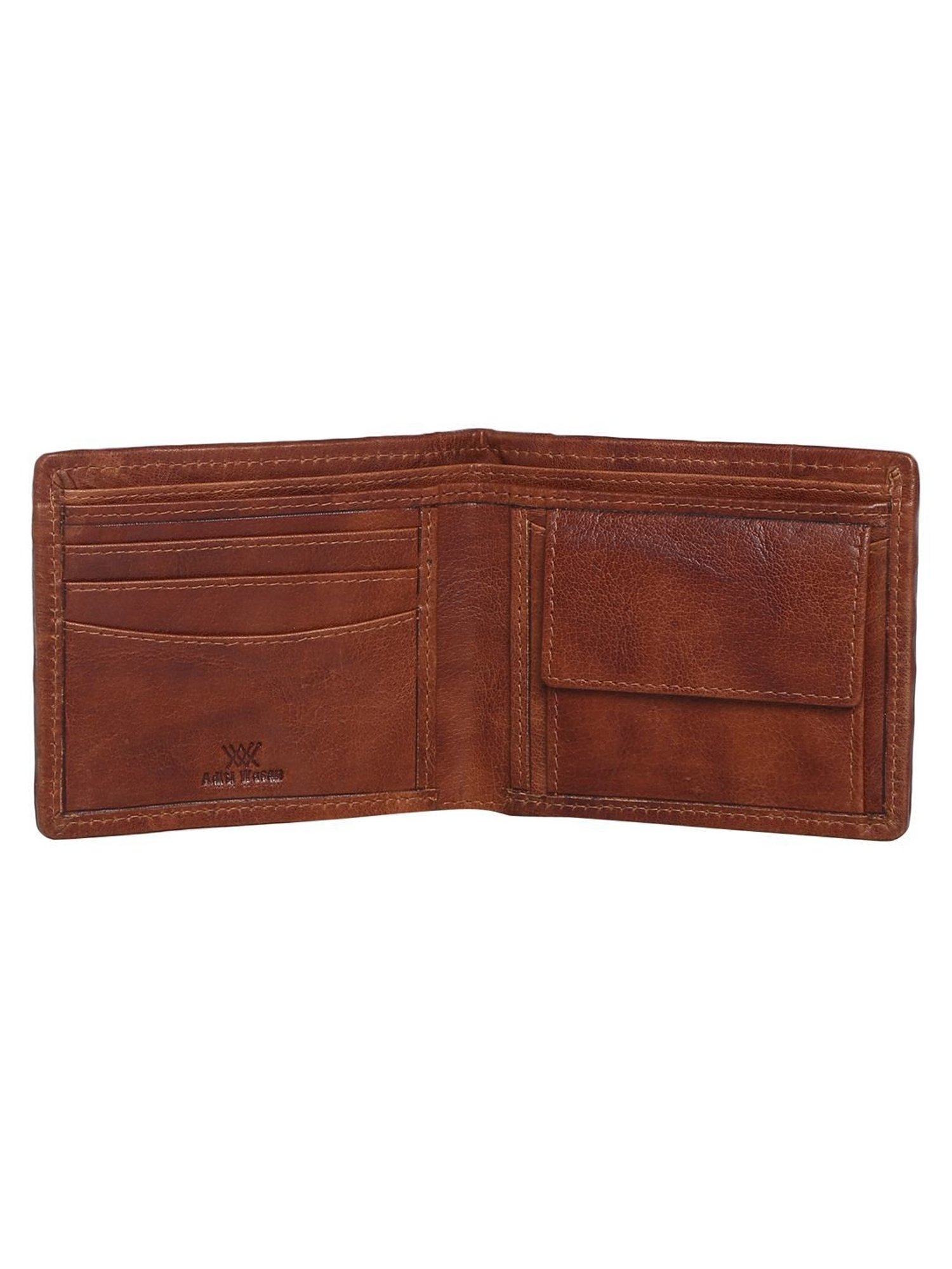 Aditi Wasan Brown Woven Leather Bi-Fold Wallet for Men