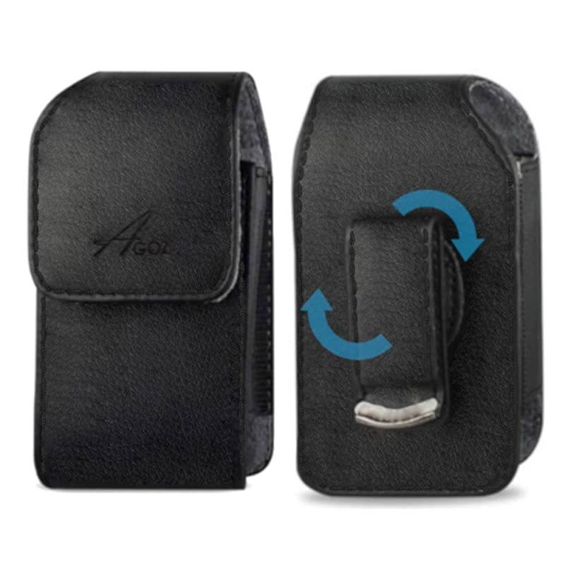 Vertical Leather Belt Clip Case for Garmin Approach G6 G7 G8 G80 Golf GPS, GolfBuddy VTX, SkyGolf SkyCaddie Touch Golf GPS Holster Pouch Cover with Swivel Clip