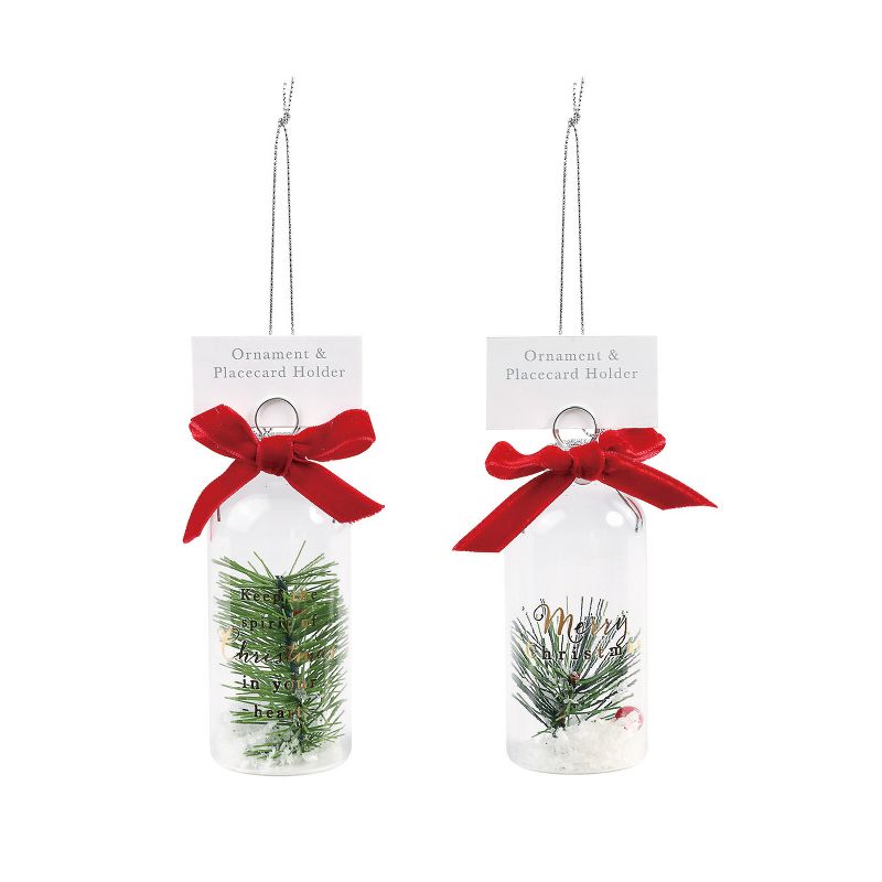 DEMDACO Ornament and Place Card Holders with Greenery - 2 Assorted Green