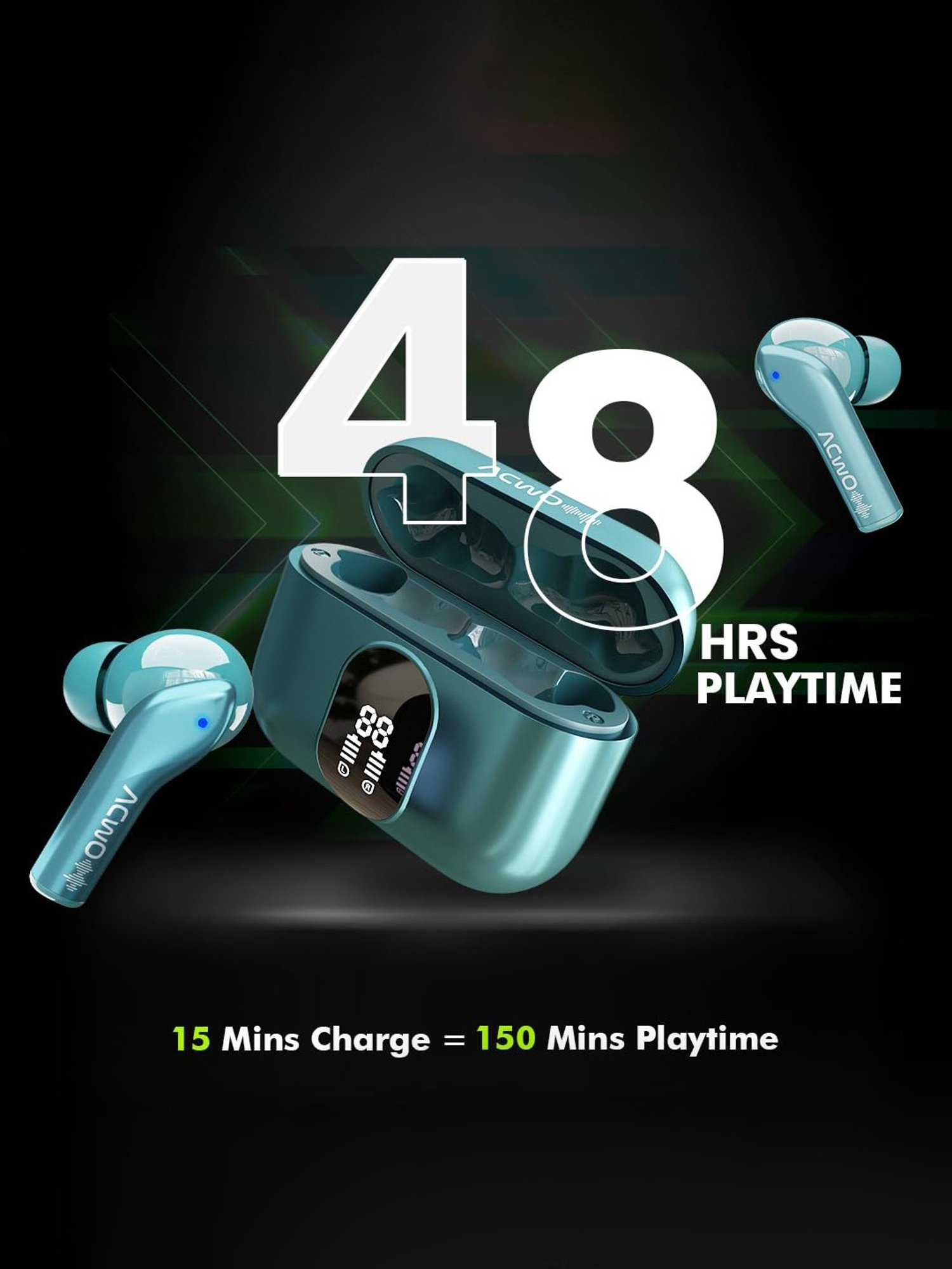 ACwO DwOTS 545 In Ear Earbuds with 48Hrs Playtime & ENC (Serene Blue, True Wireless)