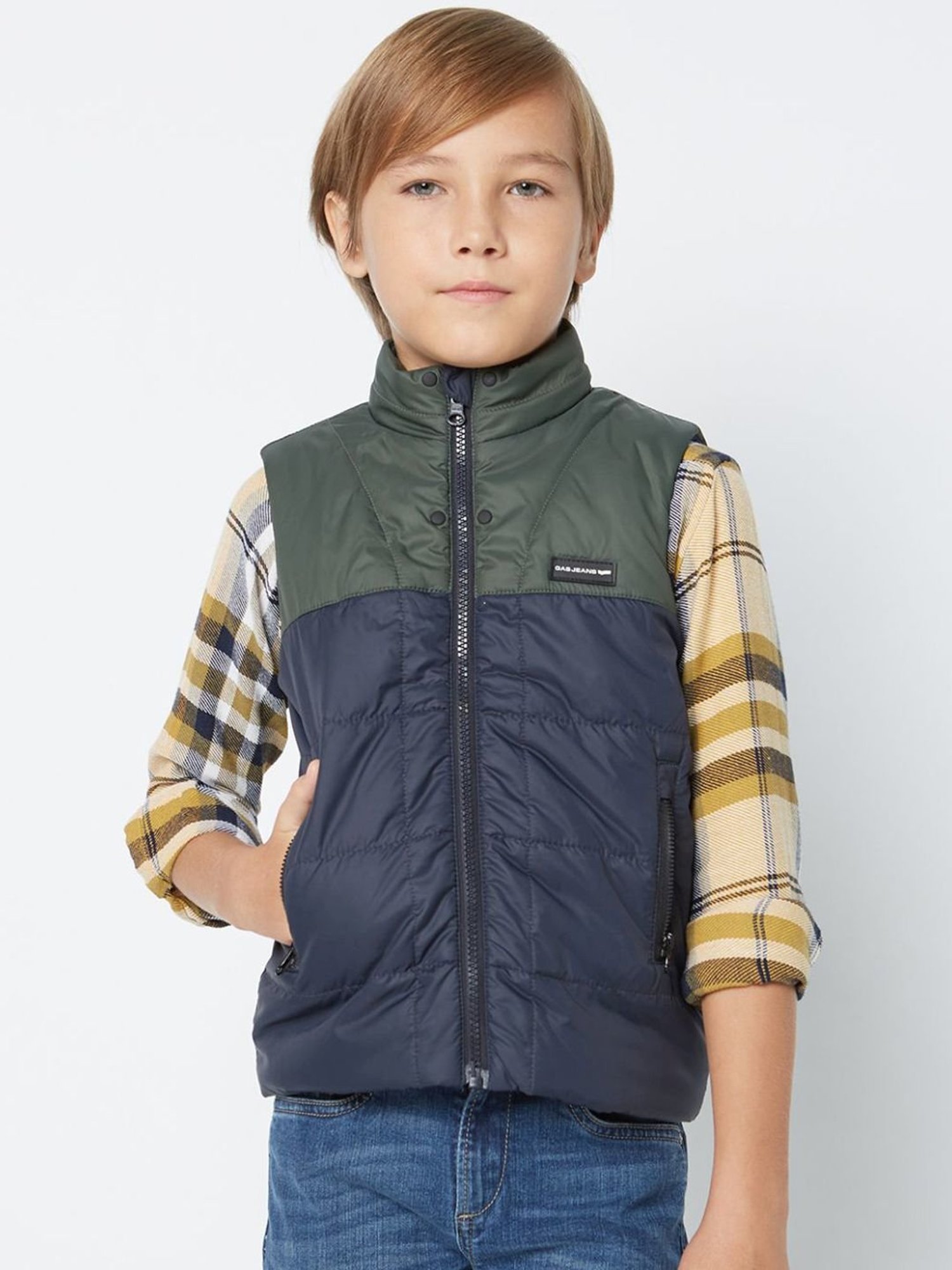 GAS Kids Navy & Green Color Block Jacket