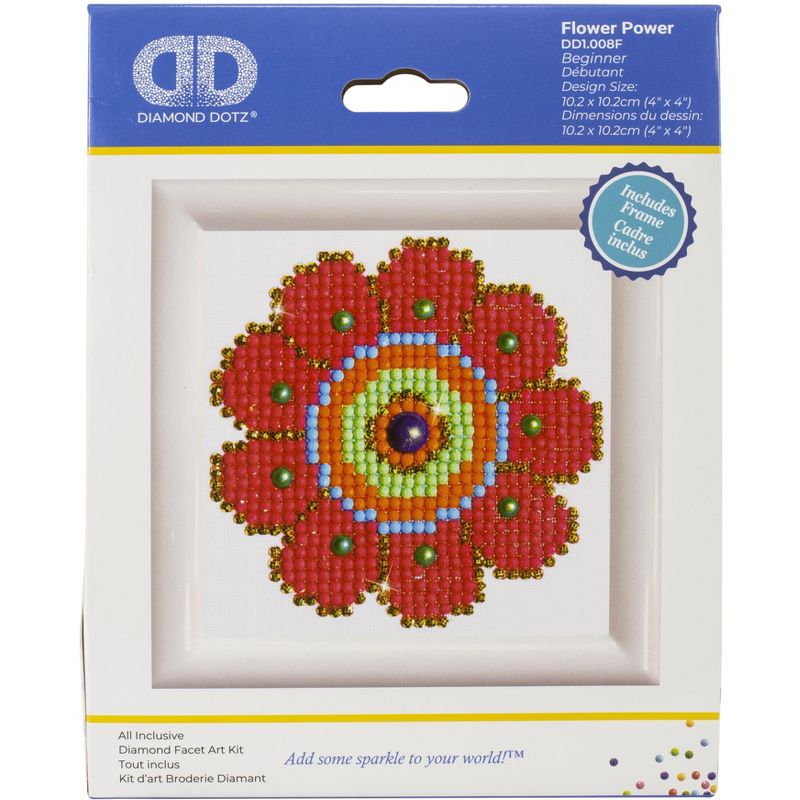 Diamond Dotz Diamond Embroidery Facet Art Kit 4"X4"-Flower Power W/Frame